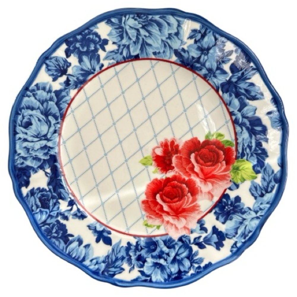 💐 Pioneer Woman Heritage Floral Rose 4 Dinner Plates - Picture 10 of 13